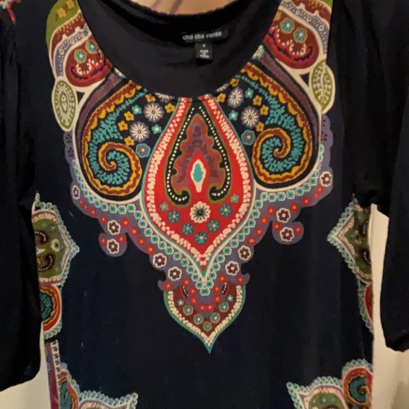 PTP 18 inches with stretch length 31” bohemian flare tunic dress 95% rayon - Picture 5 of 9